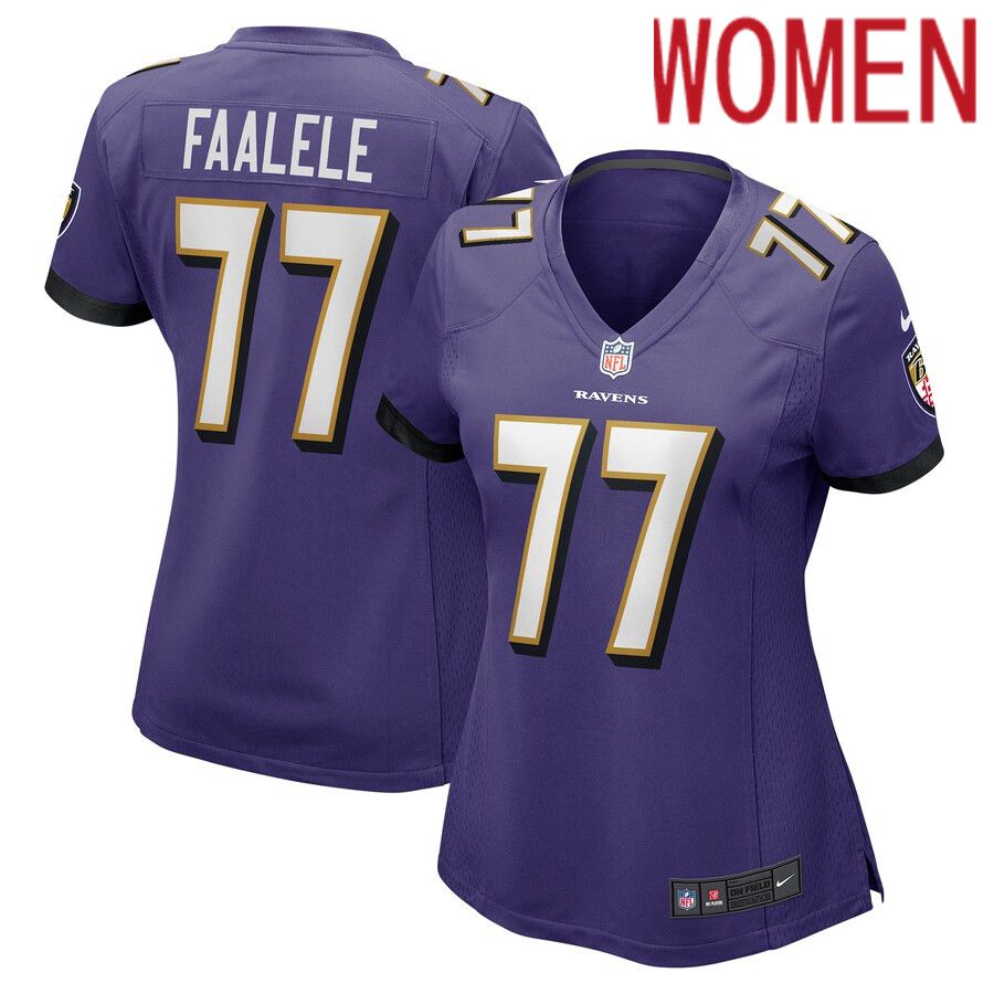 Women Baltimore Ravens #77 Daniel Faalele Nike Purple Player Game NFL Jersey
